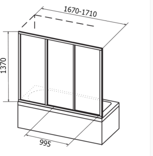 Шторка на ванну Ravak Supernova AVDP3-170 40VV0102Z1 Transparent профиль белый
